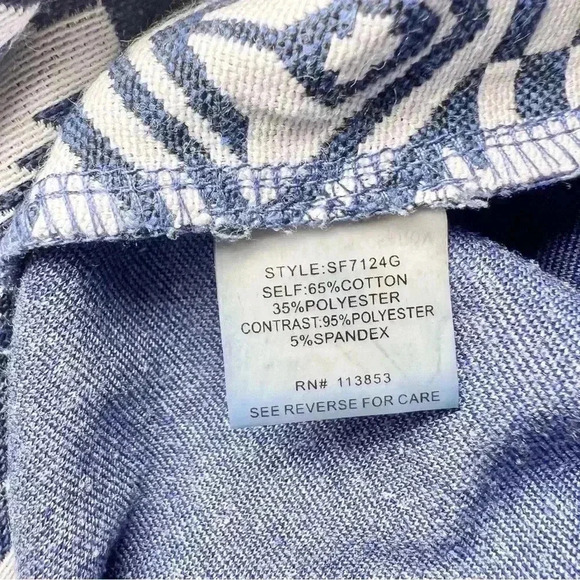 Pixley Women’s Tenille Navy Blue and White Aztec Print Mini Skirt Size Small - Picture 11 of 12